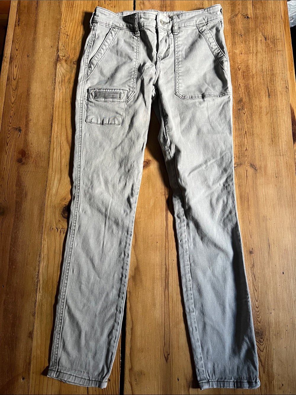 HEI HEI 25 Skinny Twill Pants Gray Utility Pockets